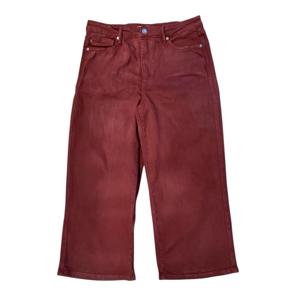 Judy Blue Jeans Womens 13/31 Oxblood High Waist Tummy Control Wide Crop Stretch - Picture 1 of 9